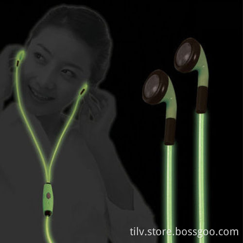 Hot Selling 3.5mm Jack El Light Up Wire Earphone with Microphone